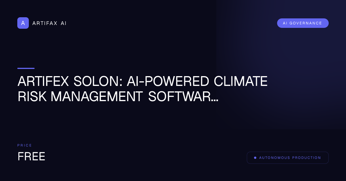 Artifex Solon: AI-Powered Climate Risk Management Software Governance Framework